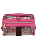 GUCCI Ophidia Mini Gucci Web PVC Shoulder Bag Fluorescent Fuchsia 517350