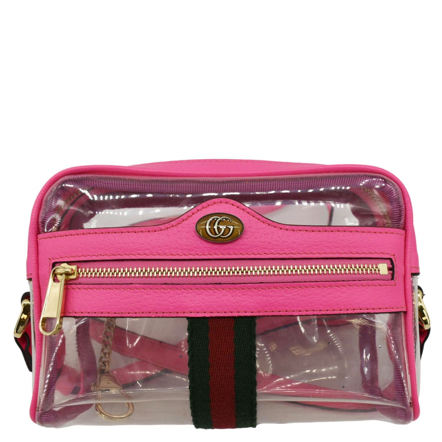 GUCCI Ophidia Mini Gucci Web PVC Shoulder Bag Fluorescent Fuchsia 517350