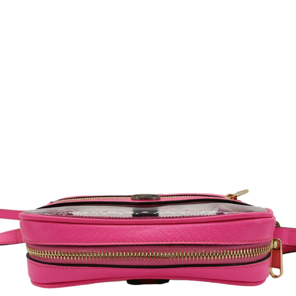 GUCCI Ophidia Mini Gucci Web PVC Shoulder Bag Fluorescent Fuchsia 517350