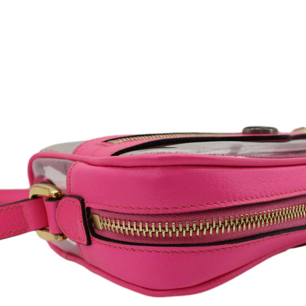 GUCCI Ophidia Mini Gucci Web PVC Shoulder Bag Fluorescent Fuchsia 517350