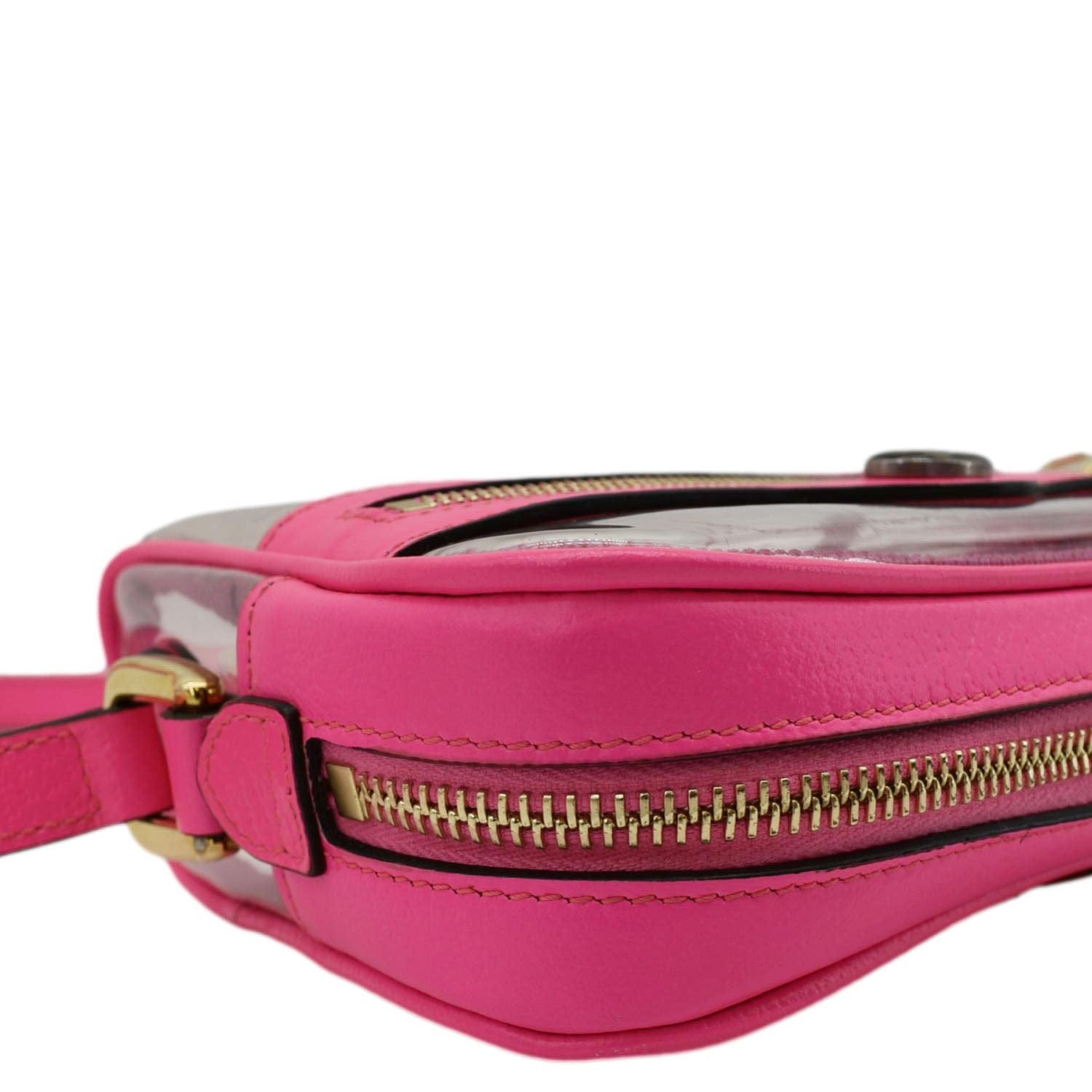 GUCCI Ophidia Mini Gucci Web PVC Shoulder Bag Fluorescent Fuchsia 517350