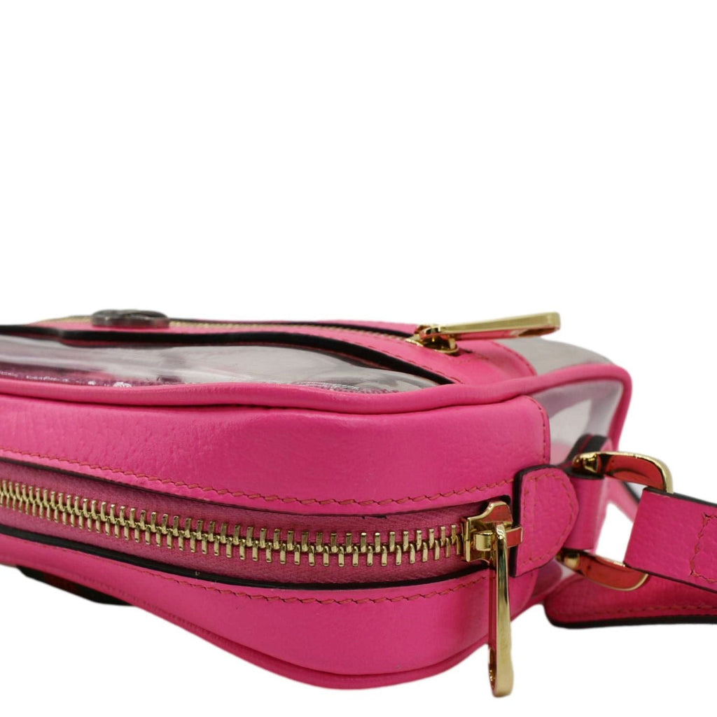 GUCCI Ophidia Mini Gucci Web PVC Shoulder Bag Fluorescent Fuchsia 517350