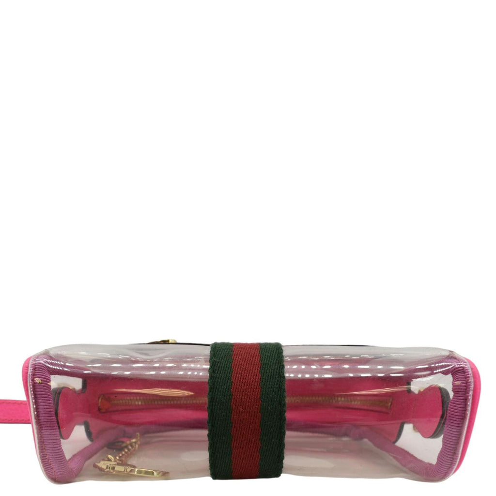 GUCCI Ophidia Mini Gucci Web PVC Shoulder Bag Fluorescent Fuchsia 517350