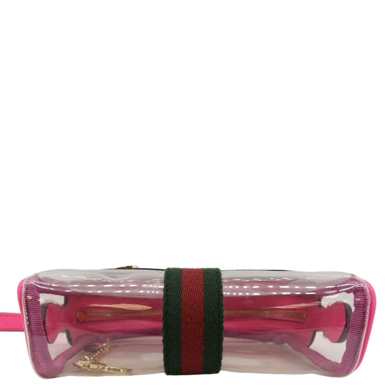 GUCCI Ophidia Mini Gucci Web PVC Shoulder Bag Fluorescent Fuchsia 517350