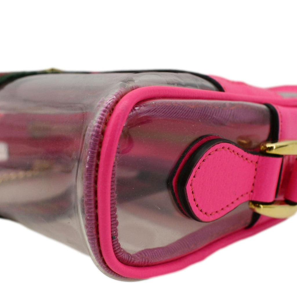GUCCI Ophidia Mini Gucci Web PVC Shoulder Bag Fluorescent Fuchsia 517350