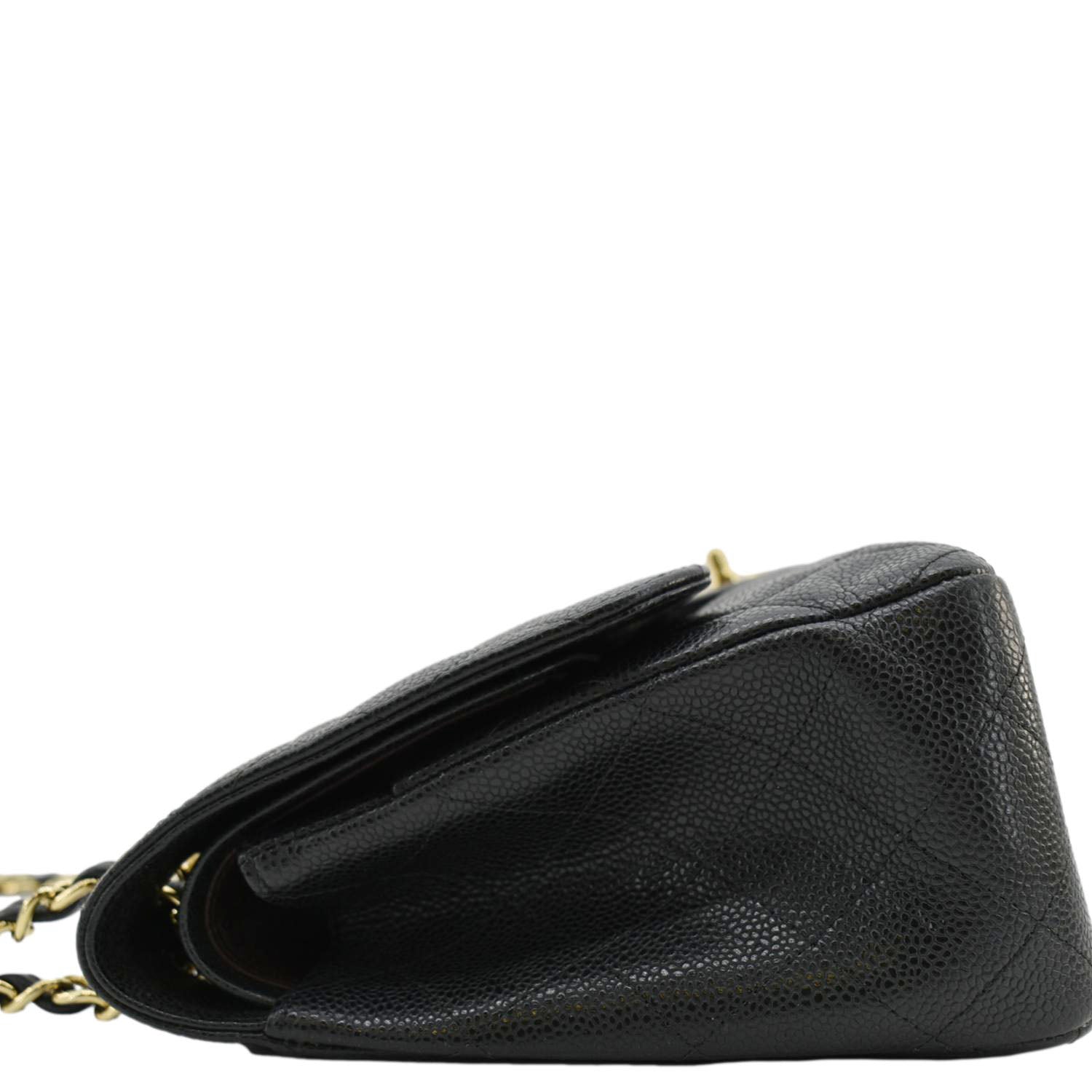 Chanel Classic Jumbo Double Flap Quilted Caviar Leather Shoulder Bag Black