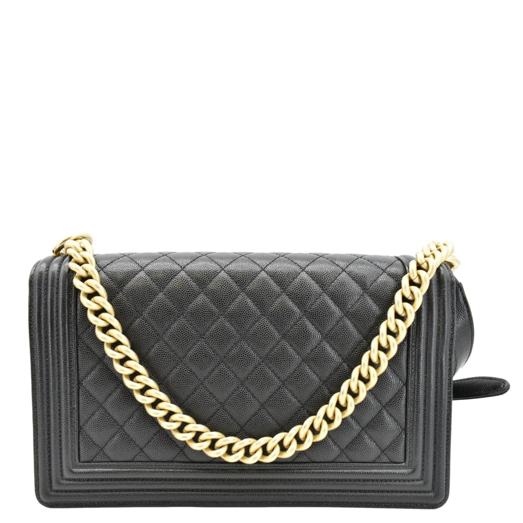 Chanel Medium Boy Flap Caviar Quilted Leather Shoulder Bag Black
