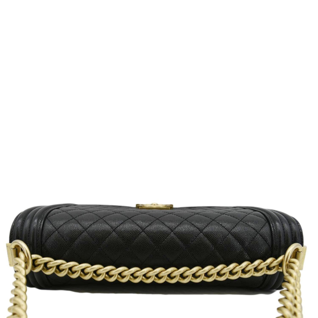 Chanel Medium Boy Flap Caviar Quilted Leather Shoulder Bag Black