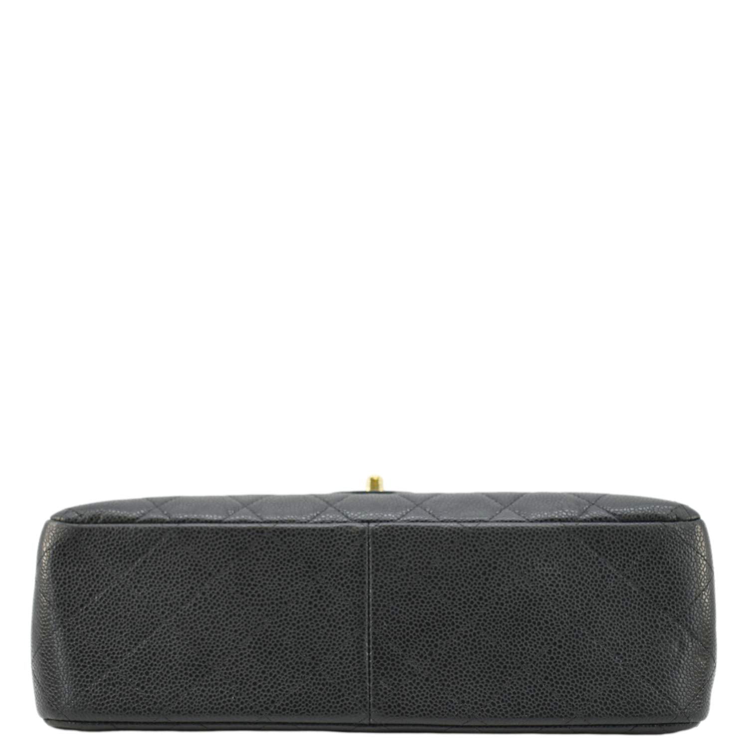 Chanel Classic Jumbo Double Flap Quilted Caviar Leather Shoulder Bag Black