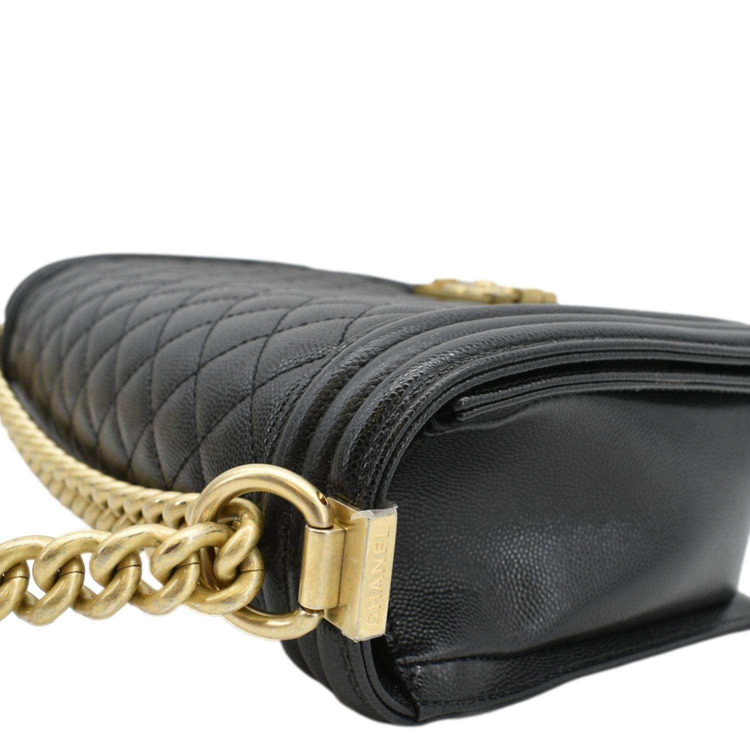 Chanel Medium Boy Flap Caviar Quilted Leather Shoulder Bag Black