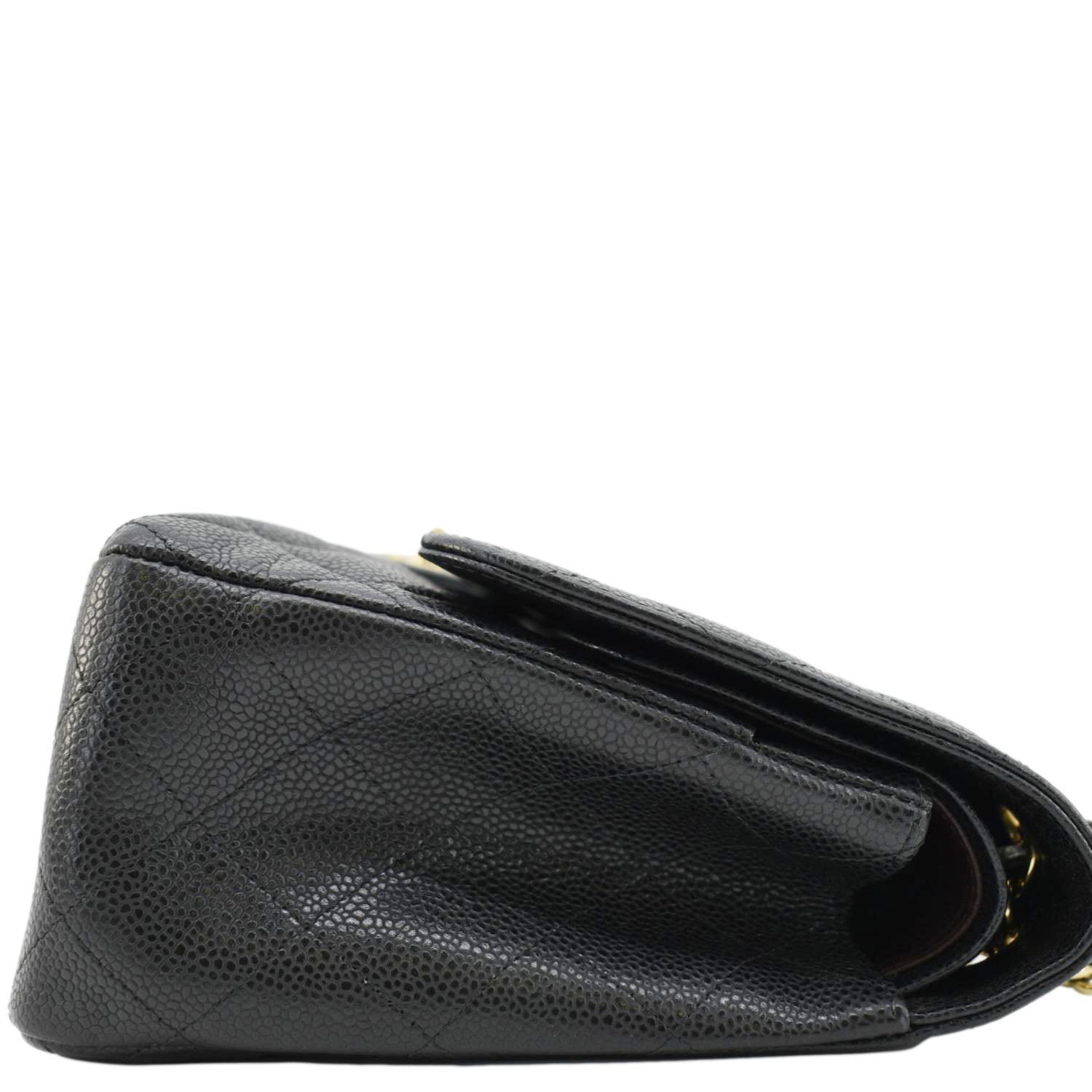 Chanel Classic Jumbo Double Flap Quilted Caviar Leather Shoulder Bag Black
