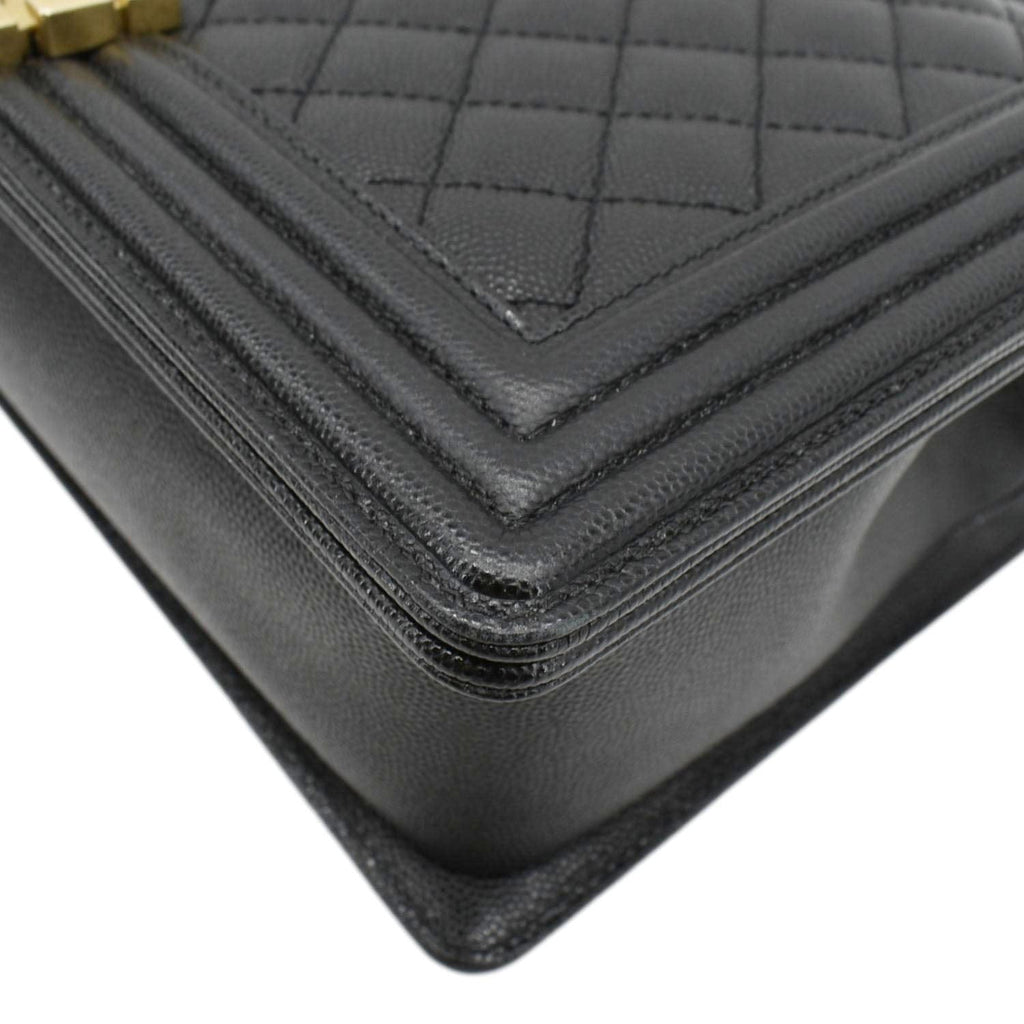 Chanel Medium Boy Flap Caviar Quilted Leather Shoulder Bag Black