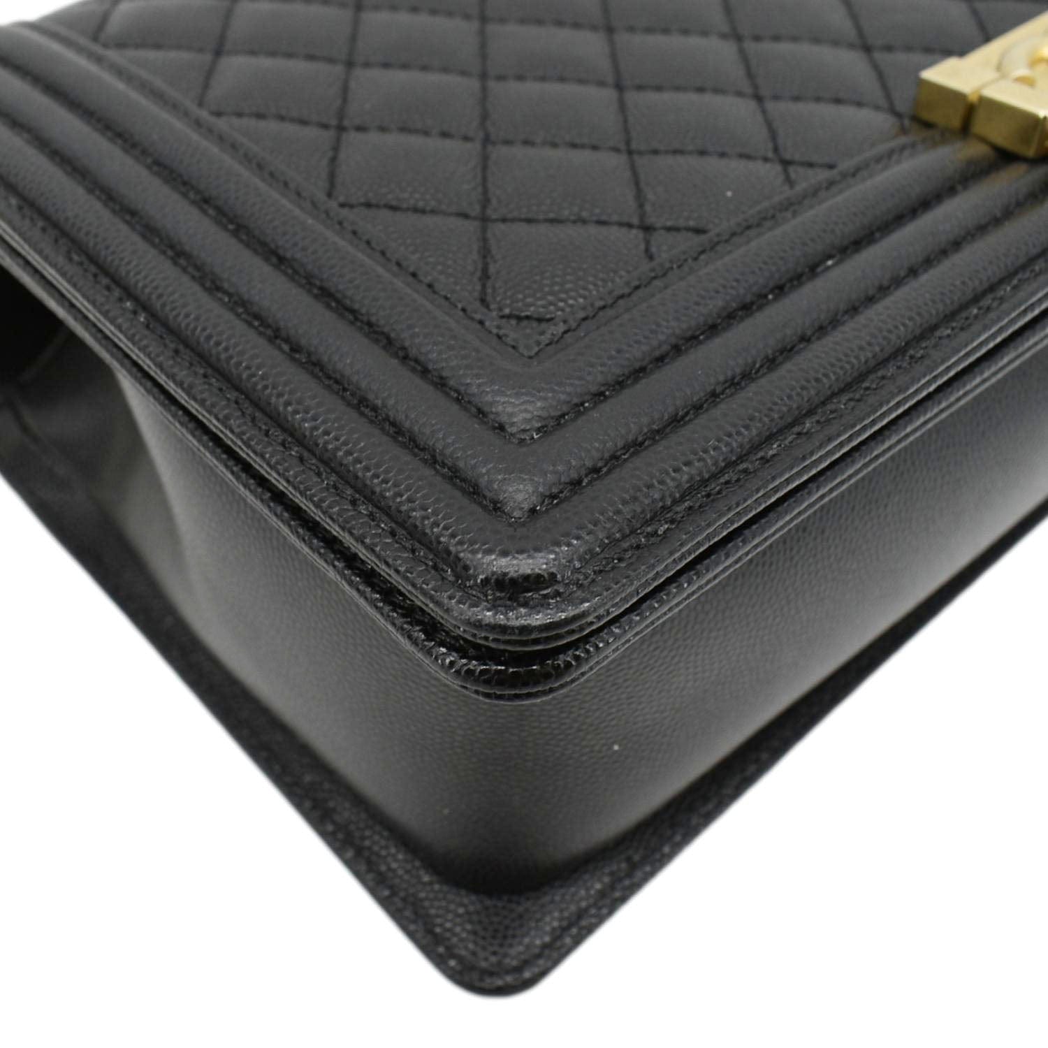 Chanel Medium Boy Flap Caviar Quilted Leather Shoulder Bag Black