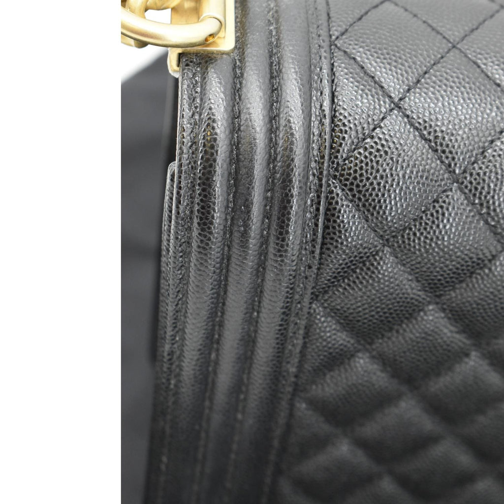 Chanel Medium Boy Flap Caviar Quilted Leather Shoulder Bag Black