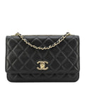Chanel Trendy CC Lambskin Leather Wallet On Chain Crossbody Bag Black