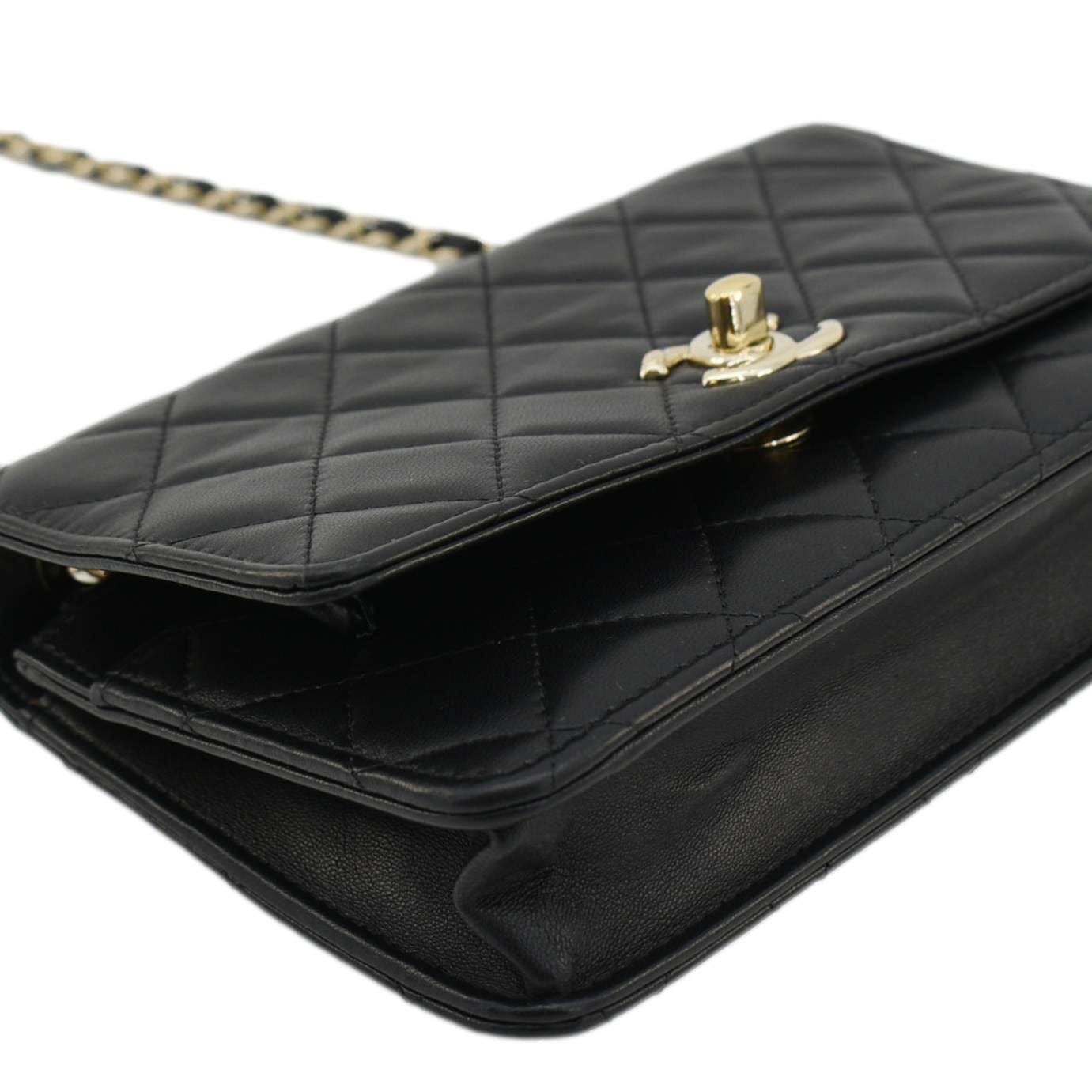 Chanel Trendy CC Lambskin Leather Wallet On Chain Crossbody Bag Black