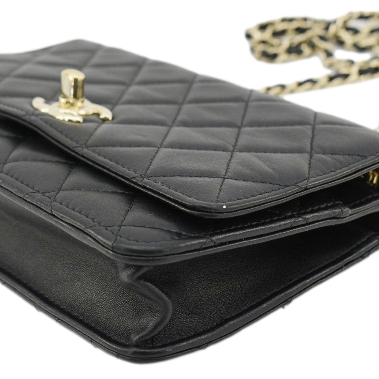 Chanel Trendy CC Lambskin Leather Wallet On Chain Crossbody Bag Black