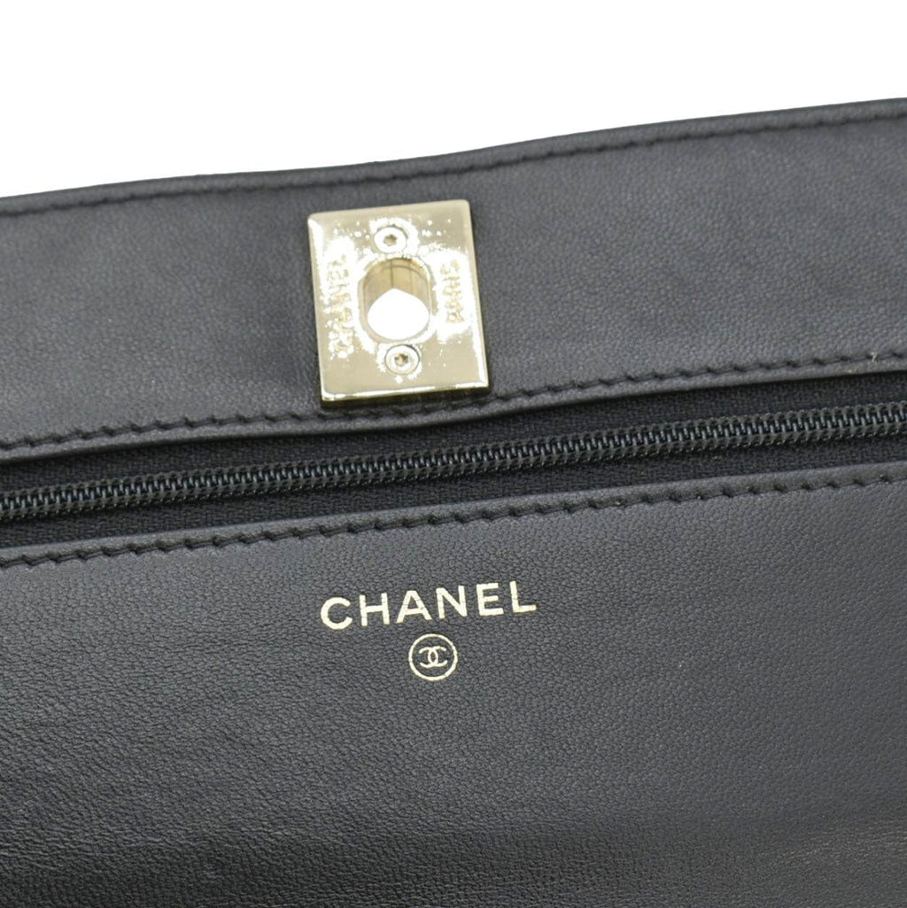 Chanel Trendy CC Lambskin Leather Wallet On Chain Crossbody Bag Black