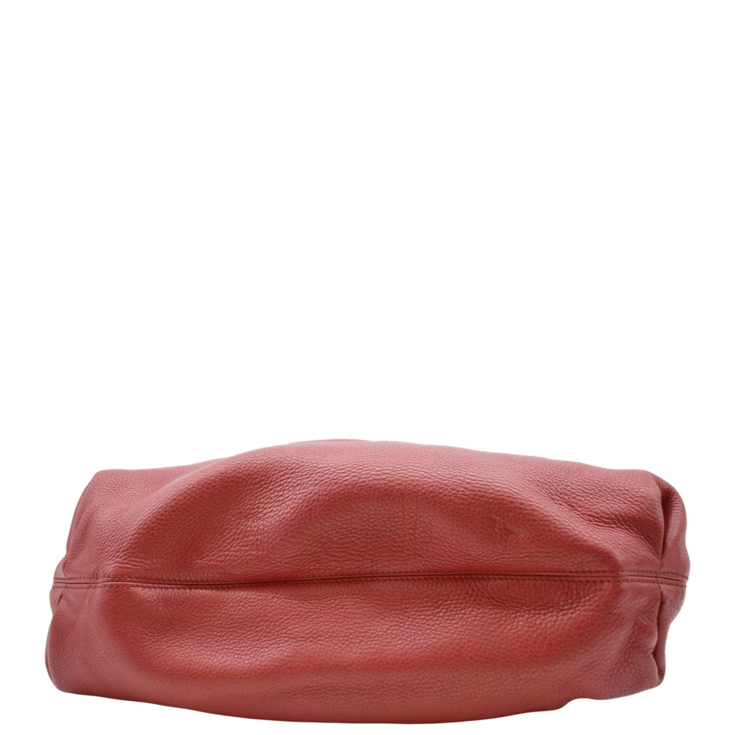 GUCCI Soho Pebbled Leather Hobo Shoulder Bag Red 282304