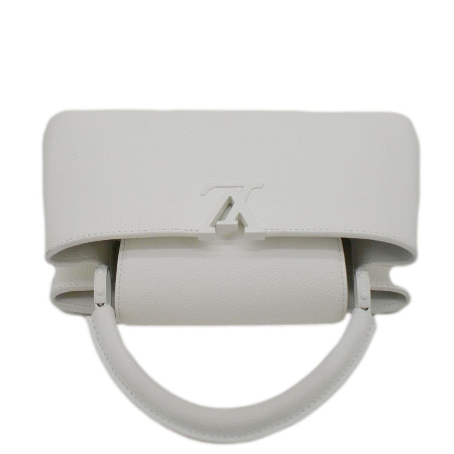 LOUIS VUITTON Capucines East-West MM Leather Crossbody Bag White