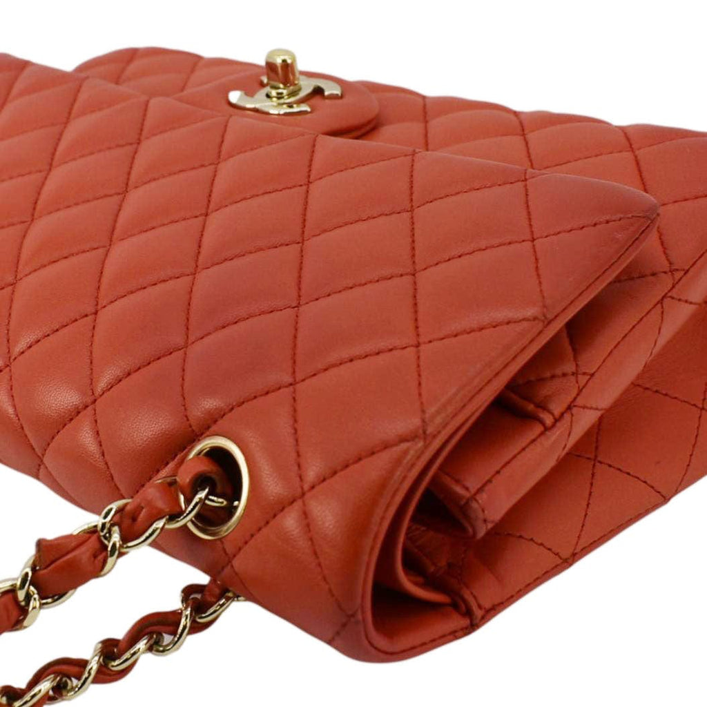 Chanel Classic Double Flap Medium Quilted Leather Shoulder Bag Red