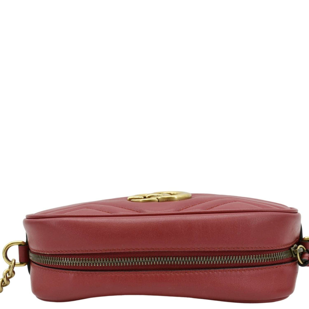 GUCCI Gucci Marmont Small Matelasse Chevron Leather Crossbody Camera Bag Red 447632