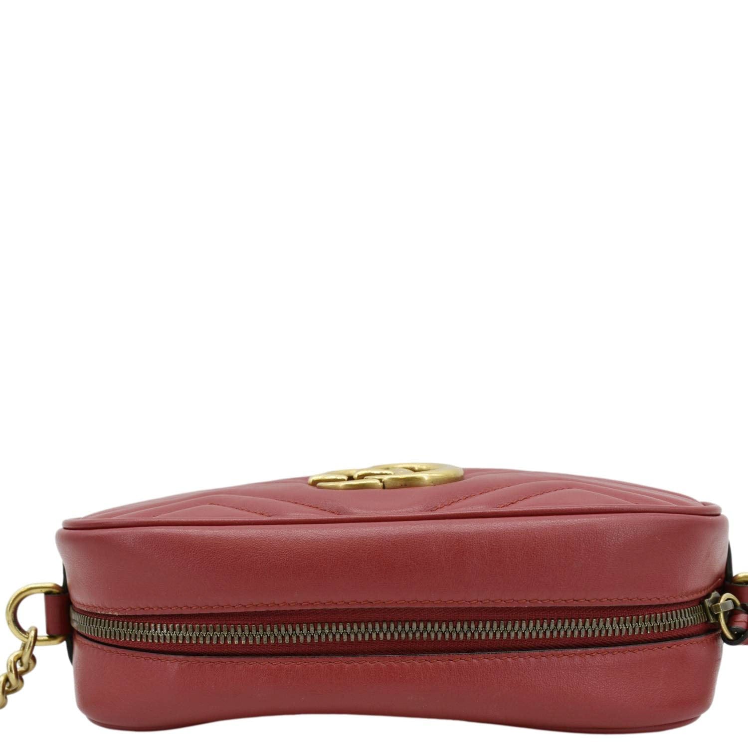 GUCCI Gucci Marmont Small Matelasse Chevron Leather Crossbody Camera Bag Red 447632