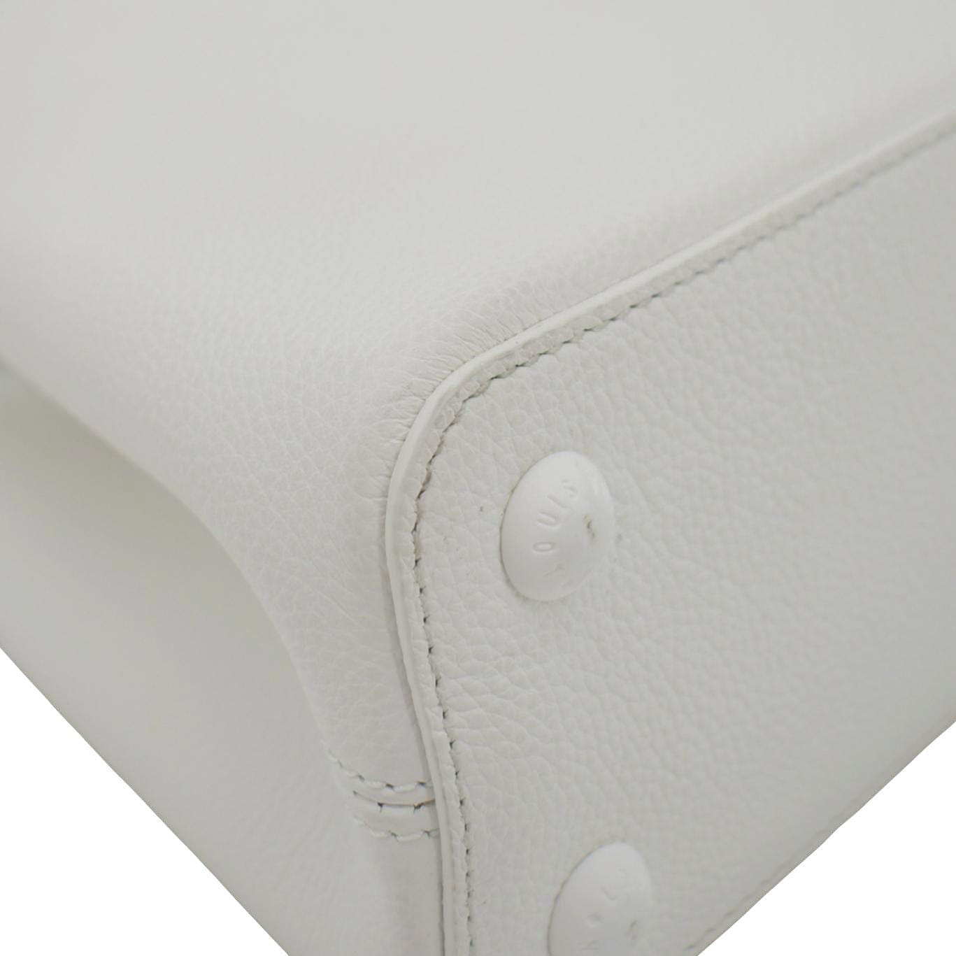 LOUIS VUITTON Capucines East-West MM Leather Crossbody Bag White