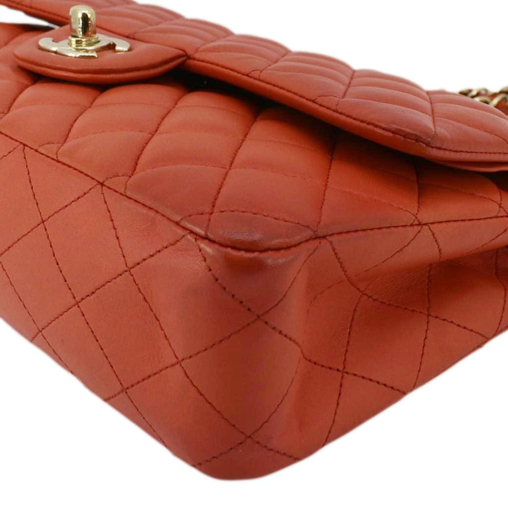 Chanel Classic Double Flap Medium Quilted Leather Shoulder Bag Red