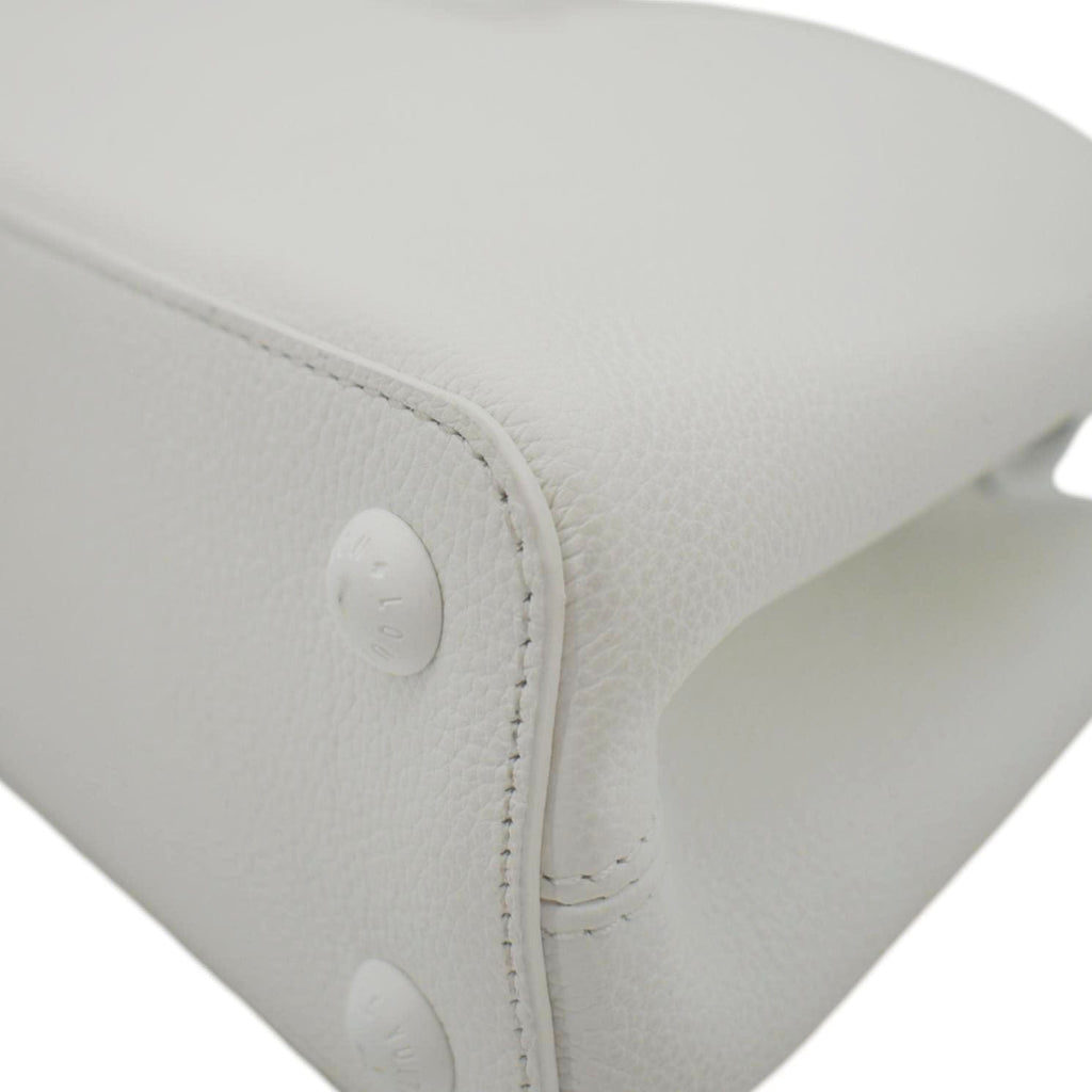 LOUIS VUITTON Capucines East-West MM Leather Crossbody Bag White
