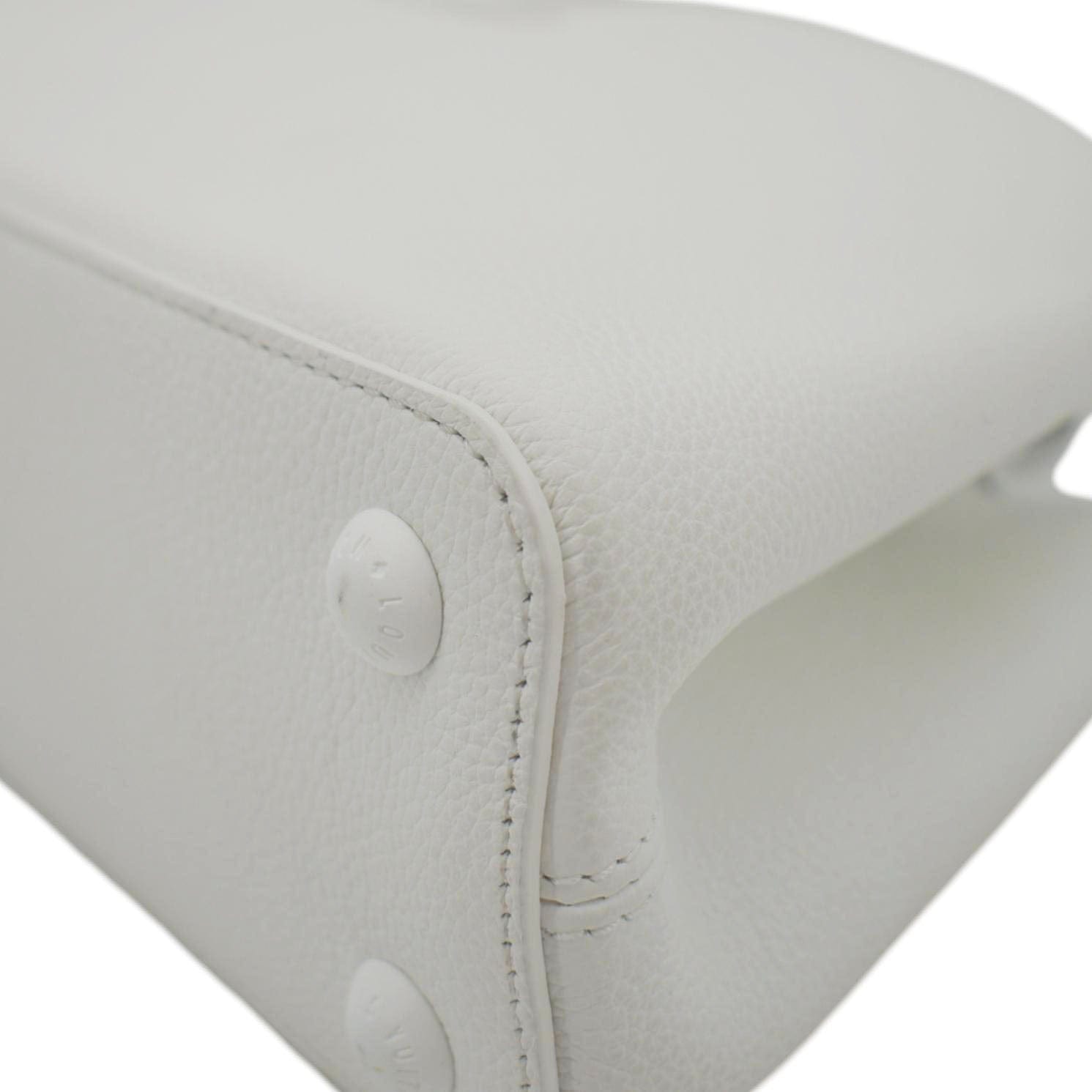 LOUIS VUITTON Capucines East-West MM Leather Crossbody Bag White
