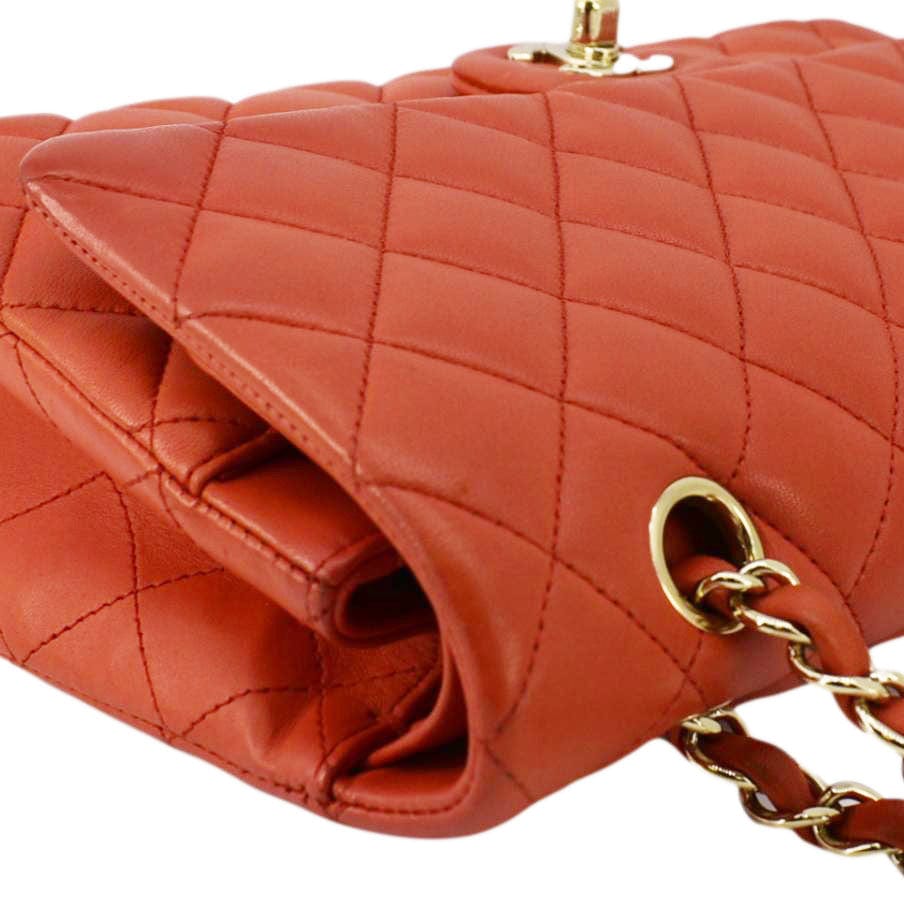 Chanel Classic Double Flap Medium Quilted Leather Shoulder Bag Red