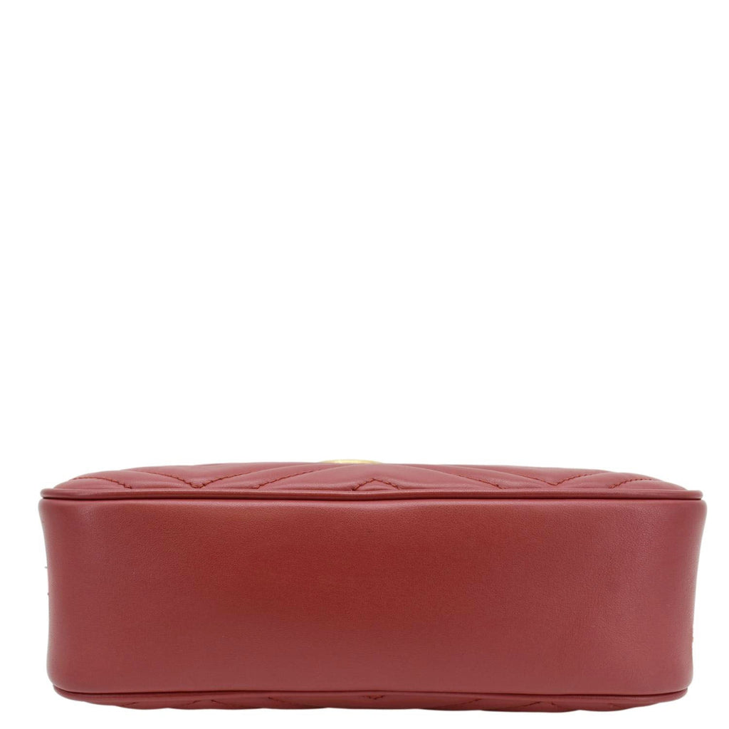 GUCCI Gucci Marmont Small Matelasse Chevron Leather Crossbody Camera Bag Red 447632