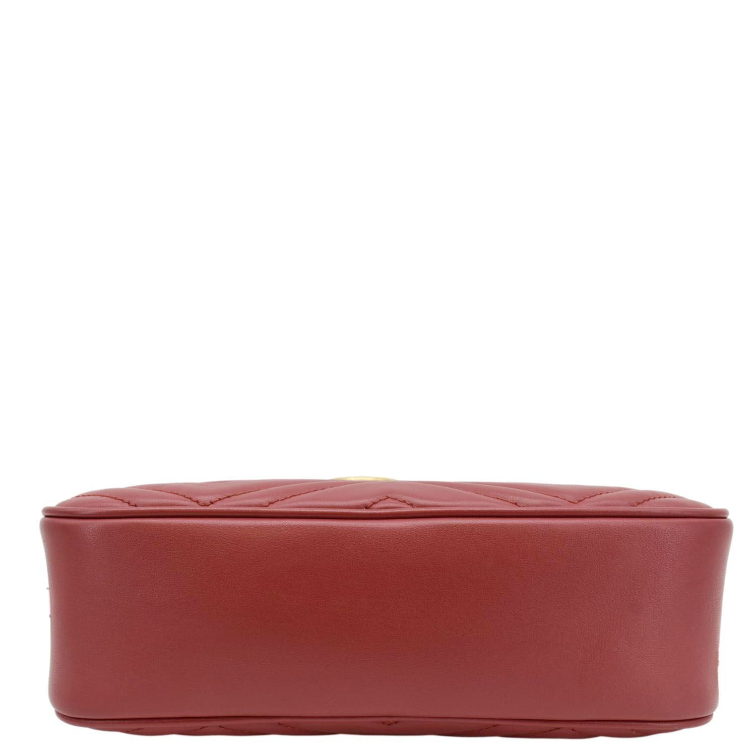 GUCCI Gucci Marmont Small Matelasse Chevron Leather Crossbody Camera Bag Red 447632
