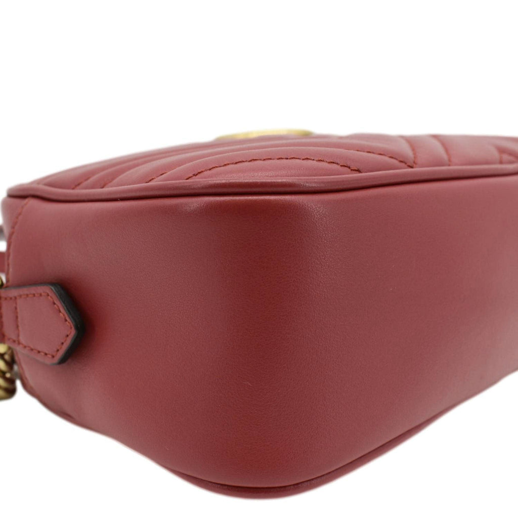 GUCCI Gucci Marmont Small Matelasse Chevron Leather Crossbody Camera Bag Red 447632