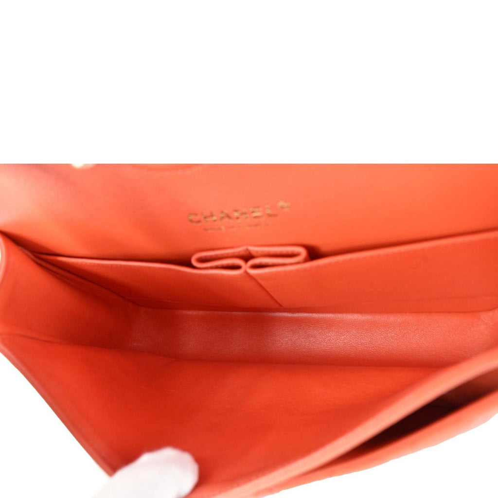 Chanel Classic Double Flap Medium Quilted Leather Shoulder Bag Red