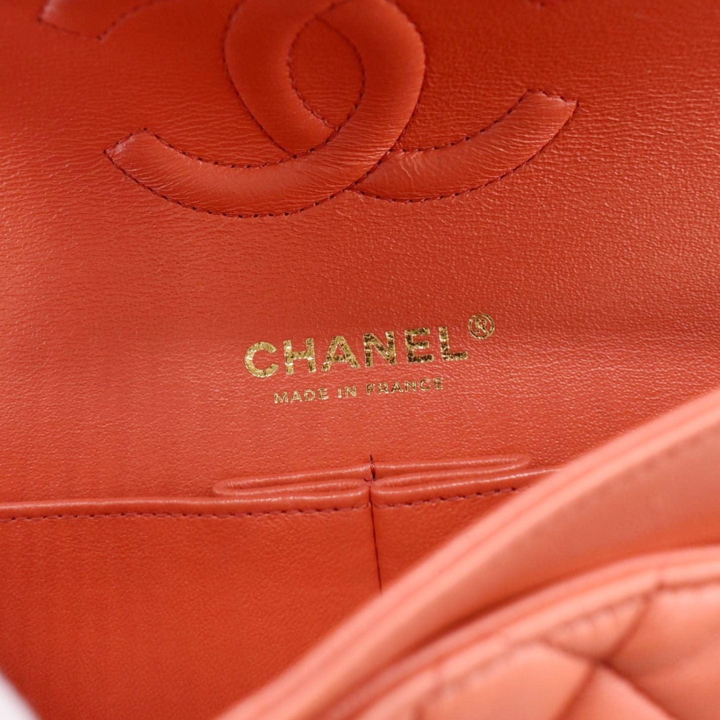 Chanel Classic Double Flap Medium Quilted Leather Shoulder Bag Red