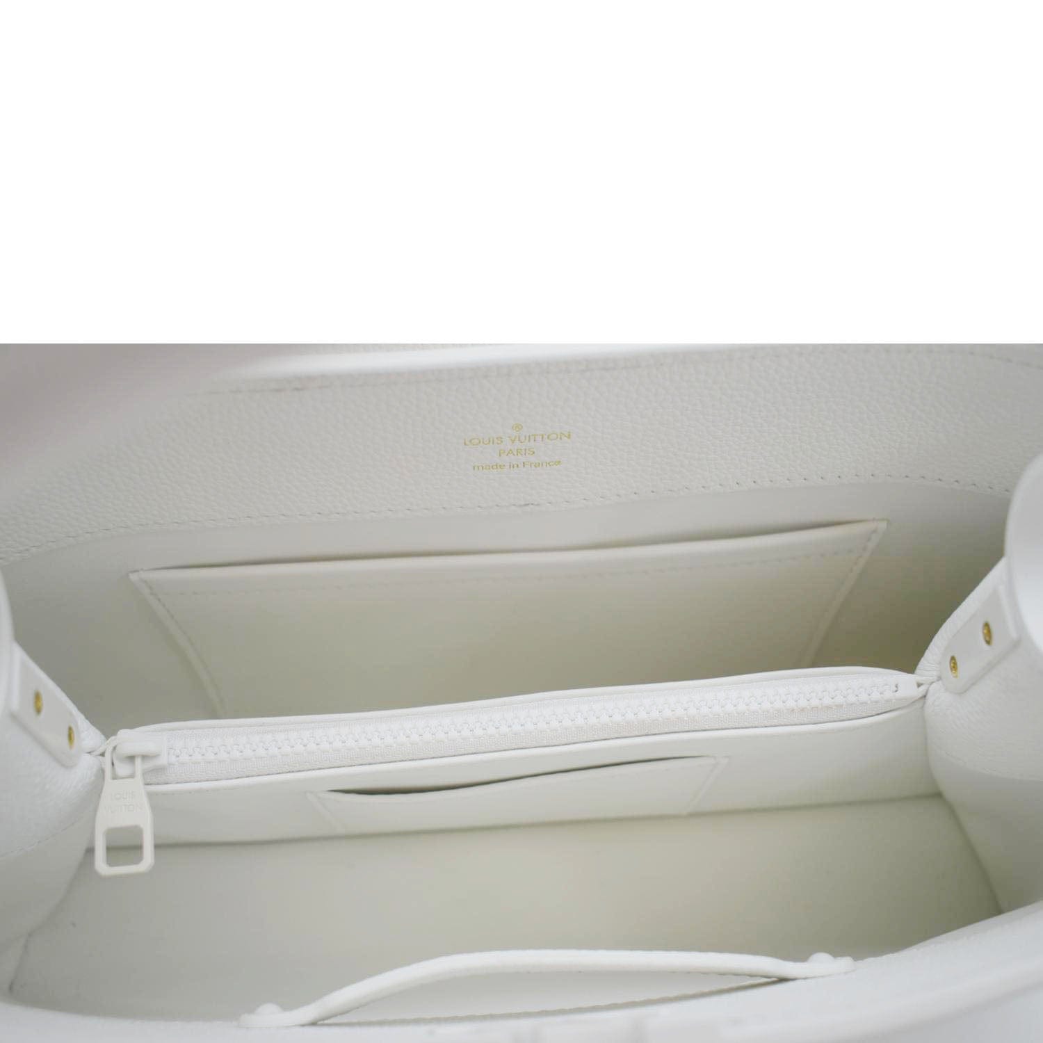 LOUIS VUITTON Capucines East-West MM Leather Crossbody Bag White