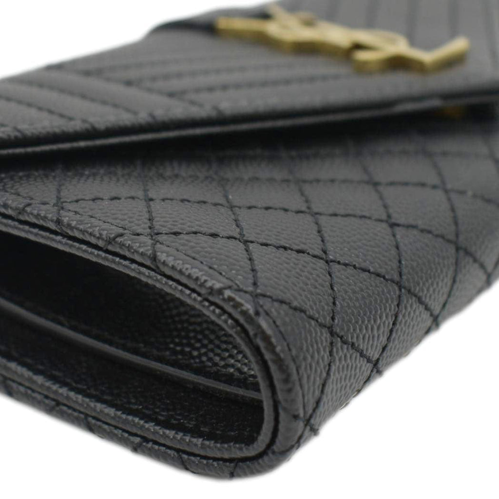 YVES SAINT LAURENT Grain De Poudre Embossed Leather Wallet Black