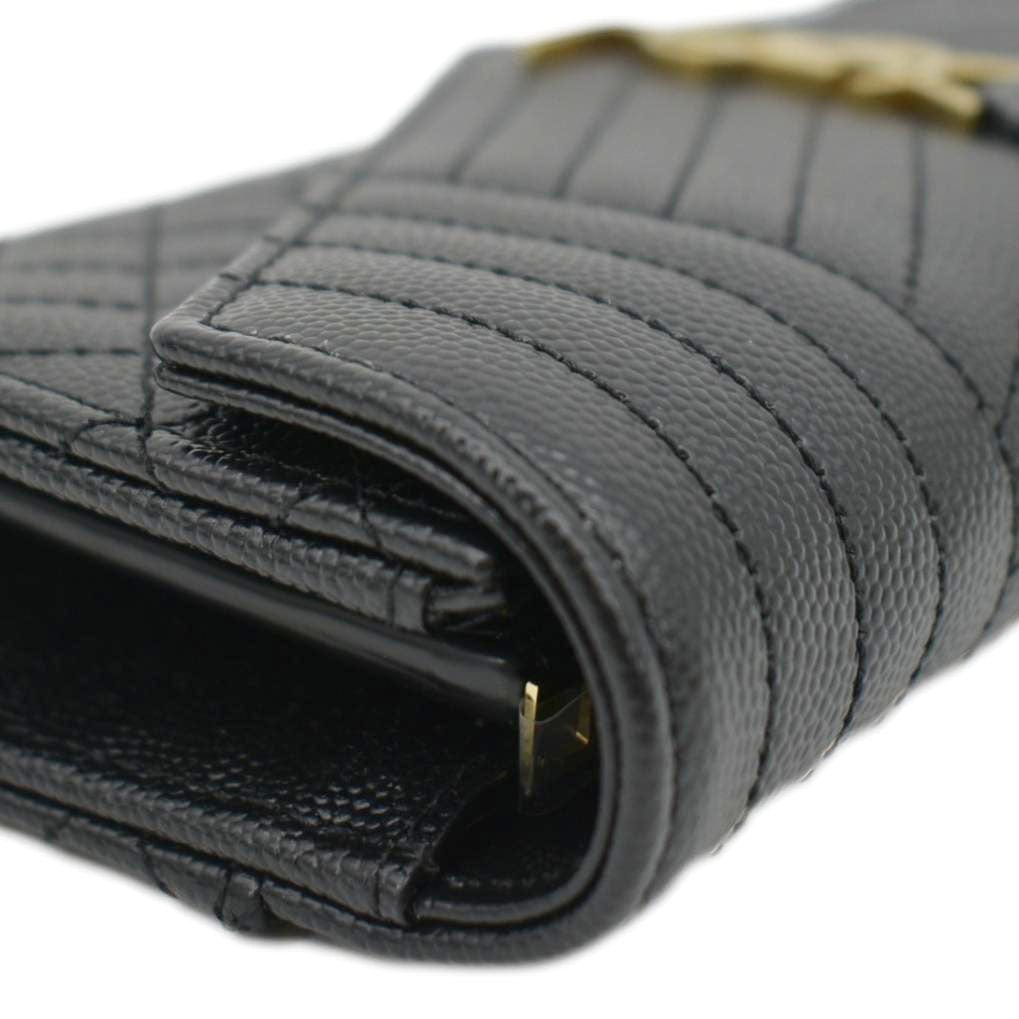 YVES SAINT LAURENT Grain De Poudre Embossed Leather Wallet Black