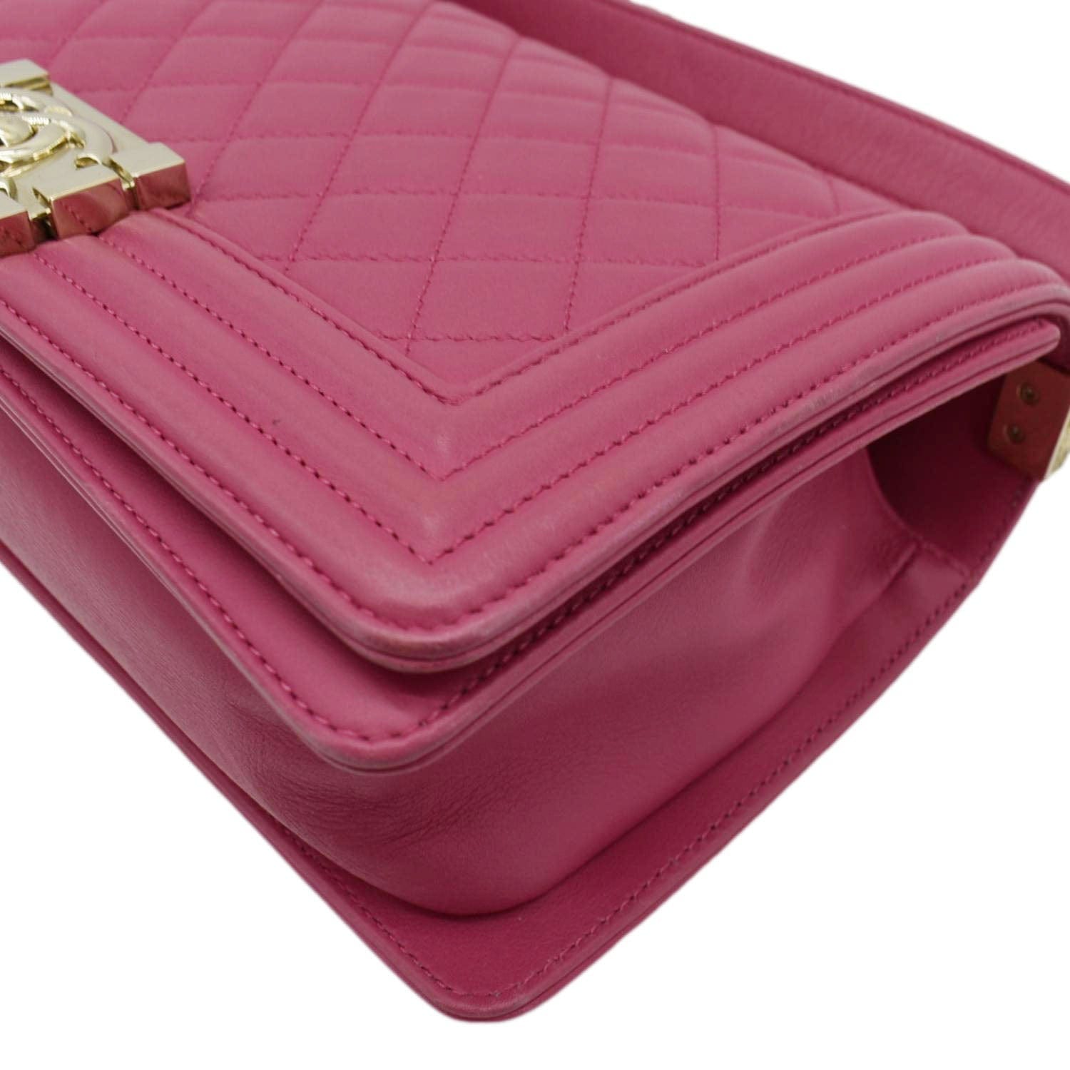Chanel Medium Boy Flap Quilted Leather Shoulder Bag Pink