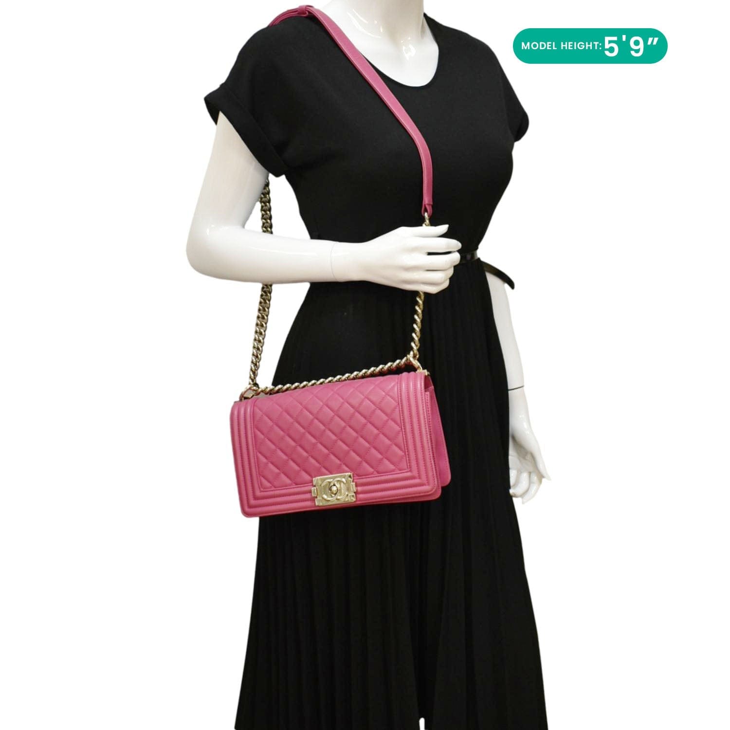 Chanel Medium Boy Flap Quilted Leather Shoulder Bag Pink