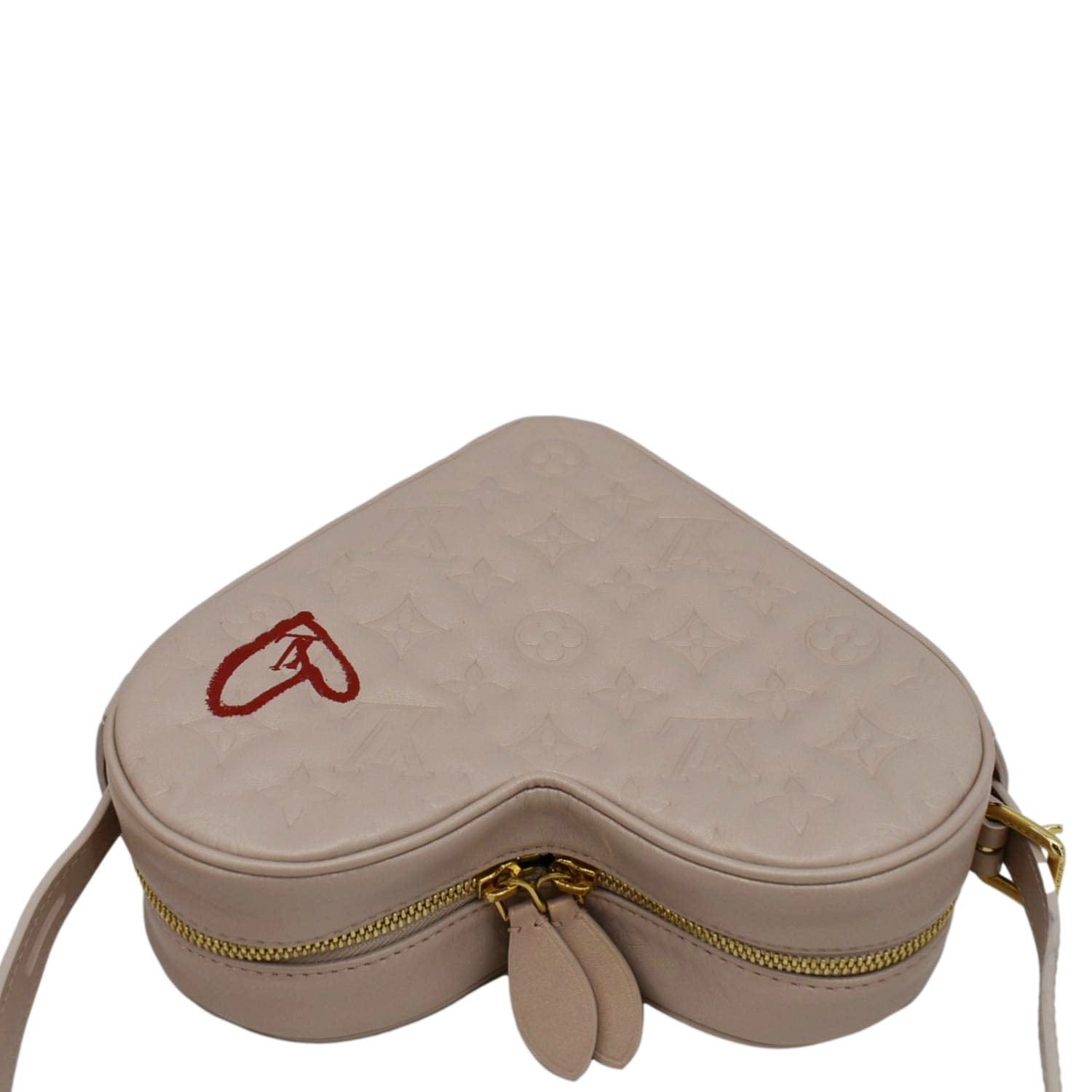 LOUIS VUITTON Fall In Love Sac Coeur Monogram Embossed Crossbody Bag Light Pink