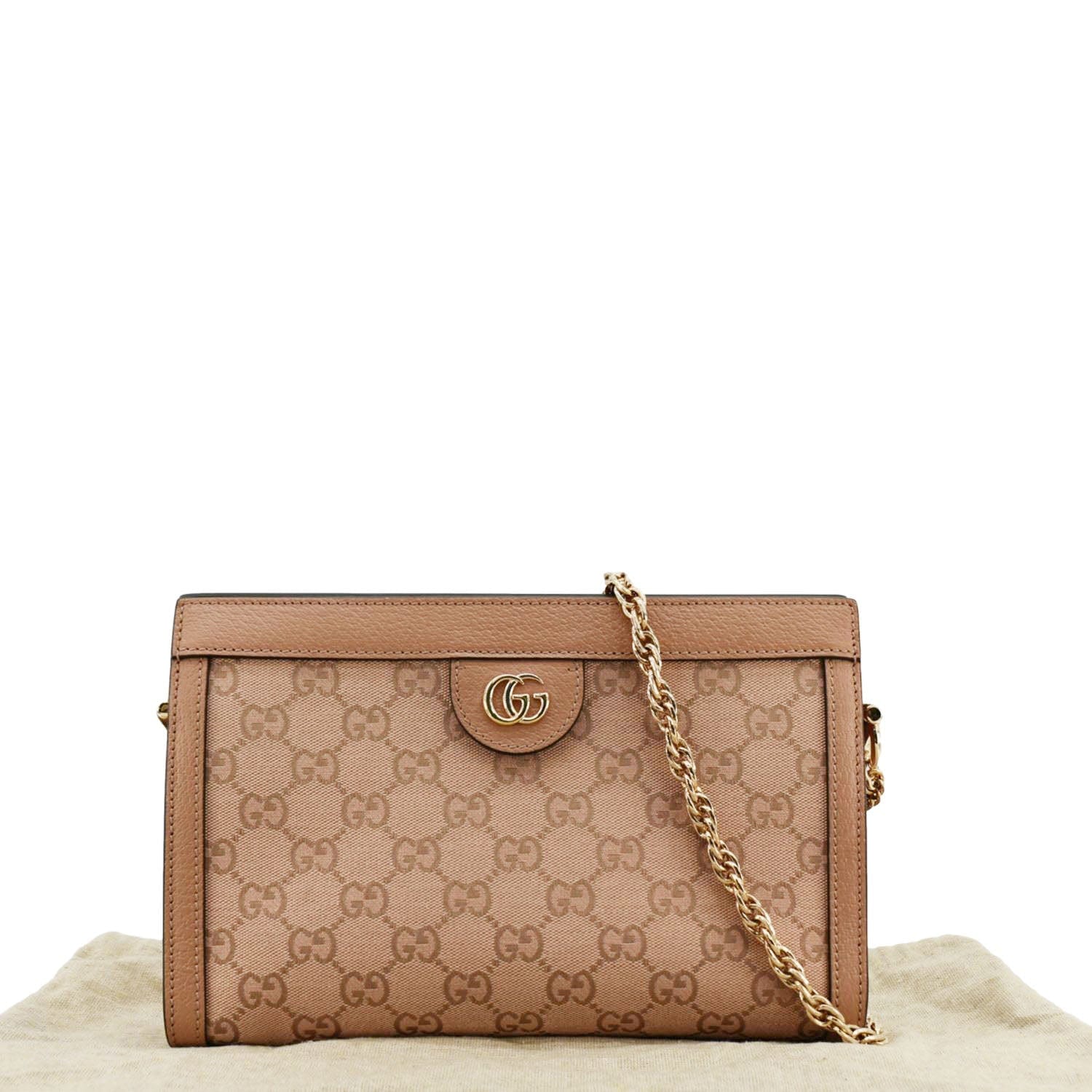 GUCCI Ophidia Small Gucci Canvas Chain Shoulder Bag Pink 503877