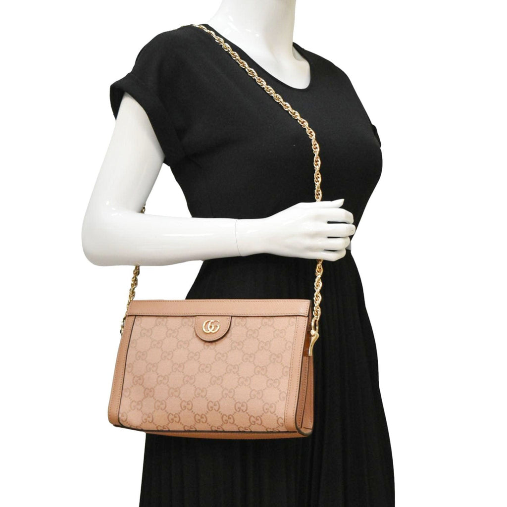 GUCCI Ophidia Small Gucci Canvas Chain Shoulder Bag Pink 503877