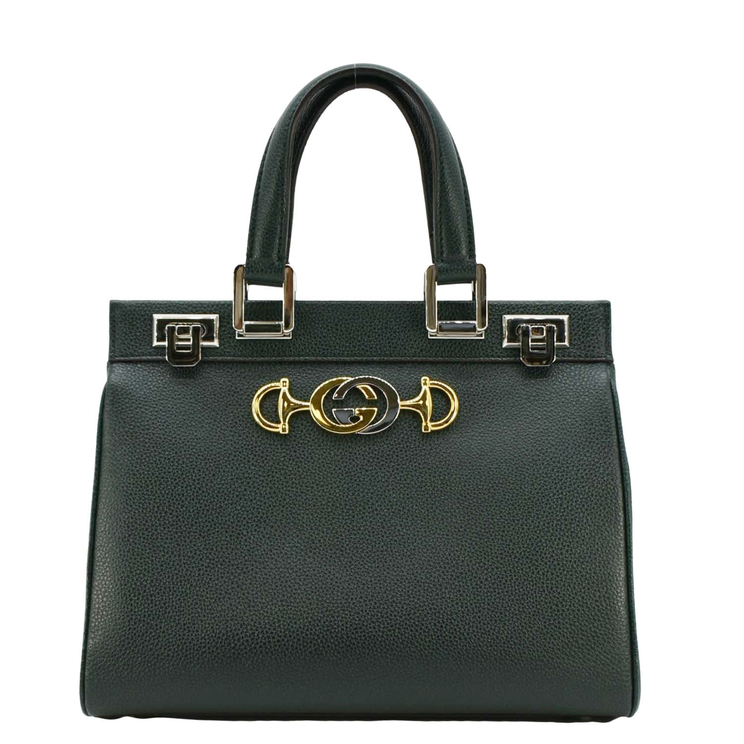 GUCCI Zumi Small Leather Top Handle Shoulder Bag Green 569712