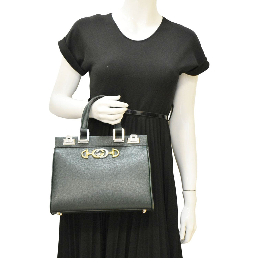 GUCCI Zumi Small Leather Top Handle Shoulder Bag Green 569712