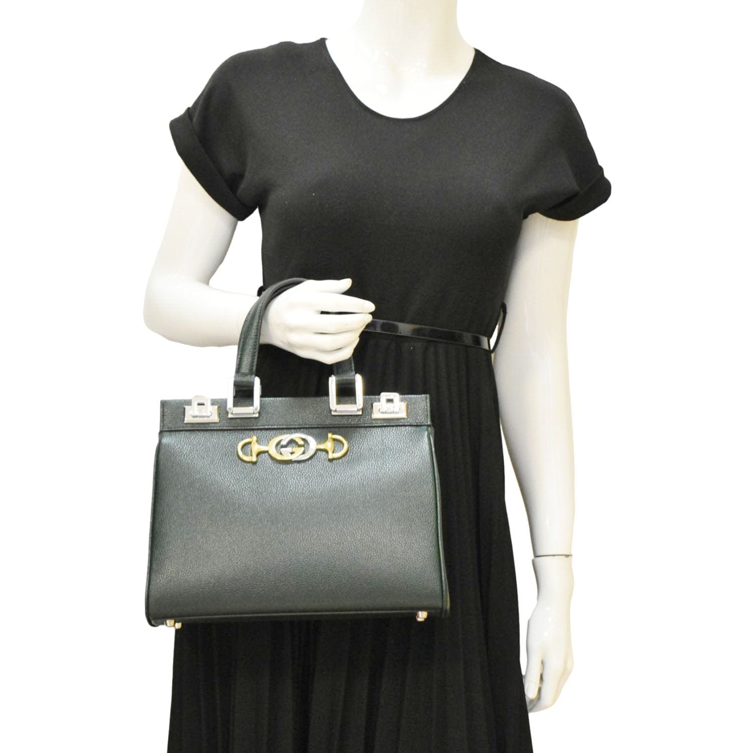 GUCCI Zumi Small Leather Top Handle Shoulder Bag Green 569712