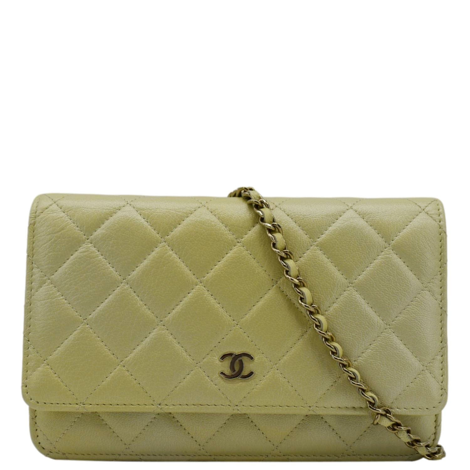 Chanel WOC Quilted Leather Crossbody Bag Light Green