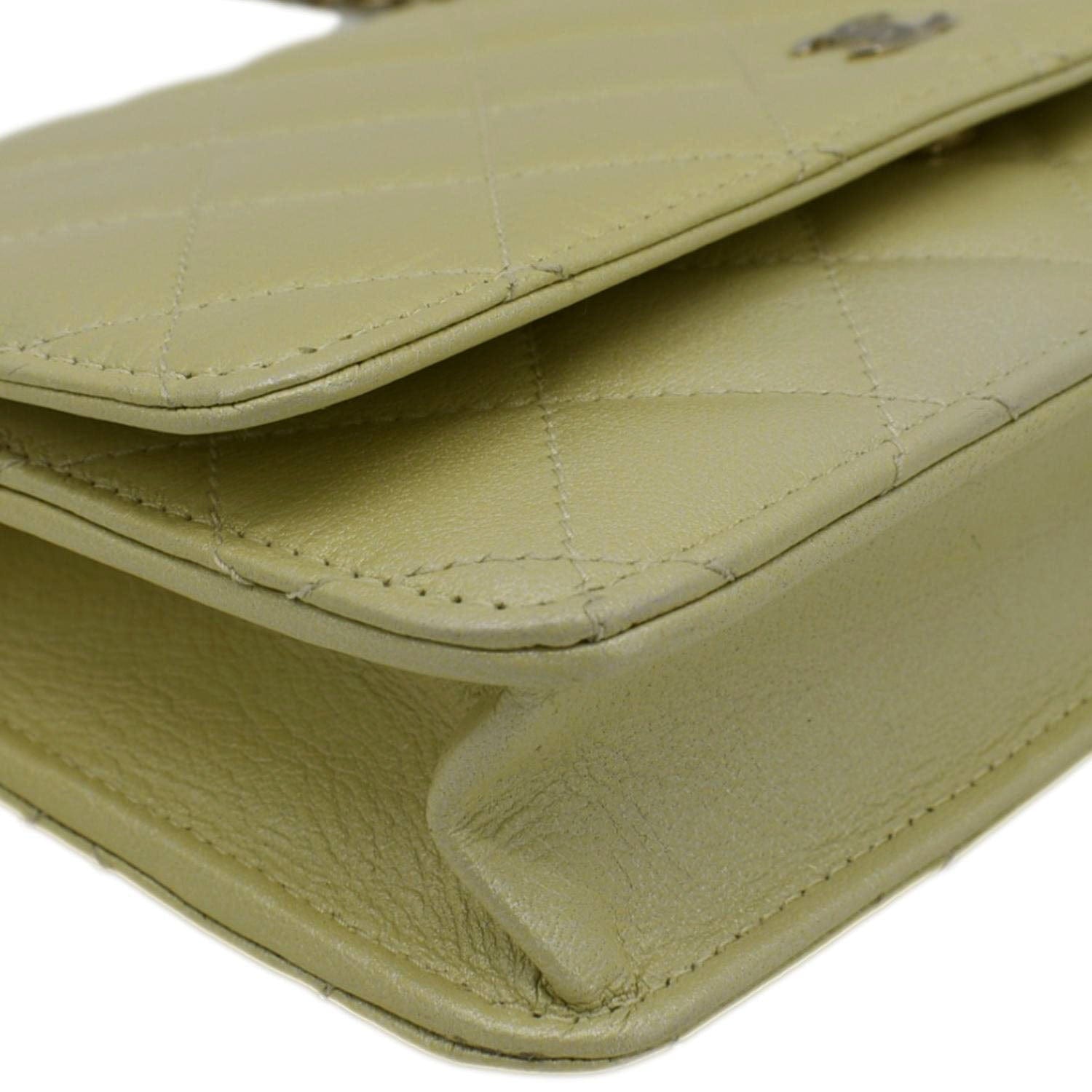 Chanel WOC Quilted Leather Crossbody Bag Light Green